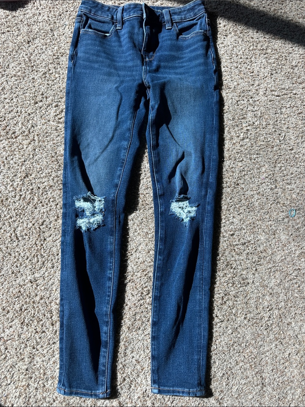 American Eagle Outfitters Dark Blue Ripped Skinny Jeans
